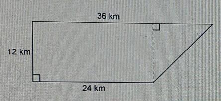 What is the area of the figure? A. 360 km² B. 432 km² C. 720 km² D. 864 km²​-example-1