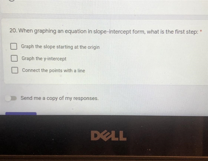 When graphing an equation in slope-intercept form, what is the first step.-example-1