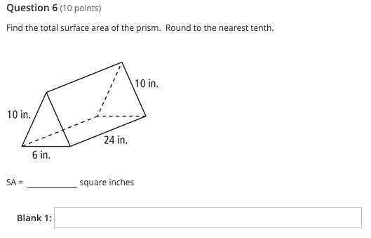 Finding Surface Area Find the total surface area of the prism. Round to the nearest-example-1