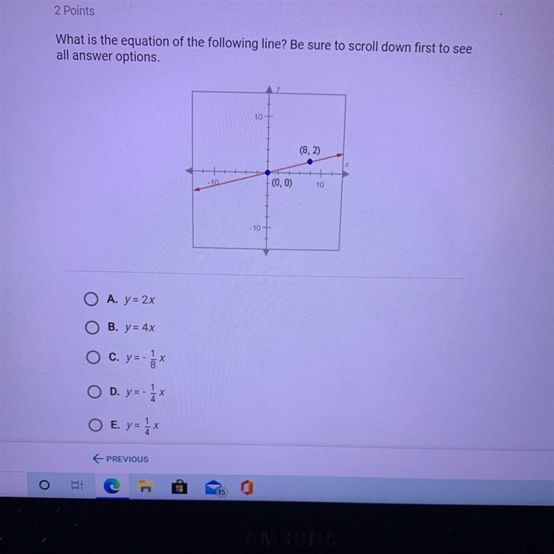 What is the equation of the following line? Be sure to scroll down first to see all-example-1