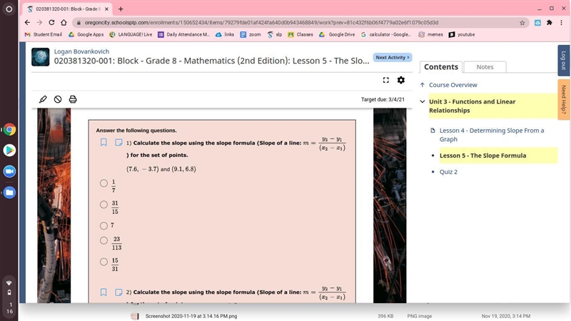 Calculate the slope using the slope formula for the set of points.-example-1