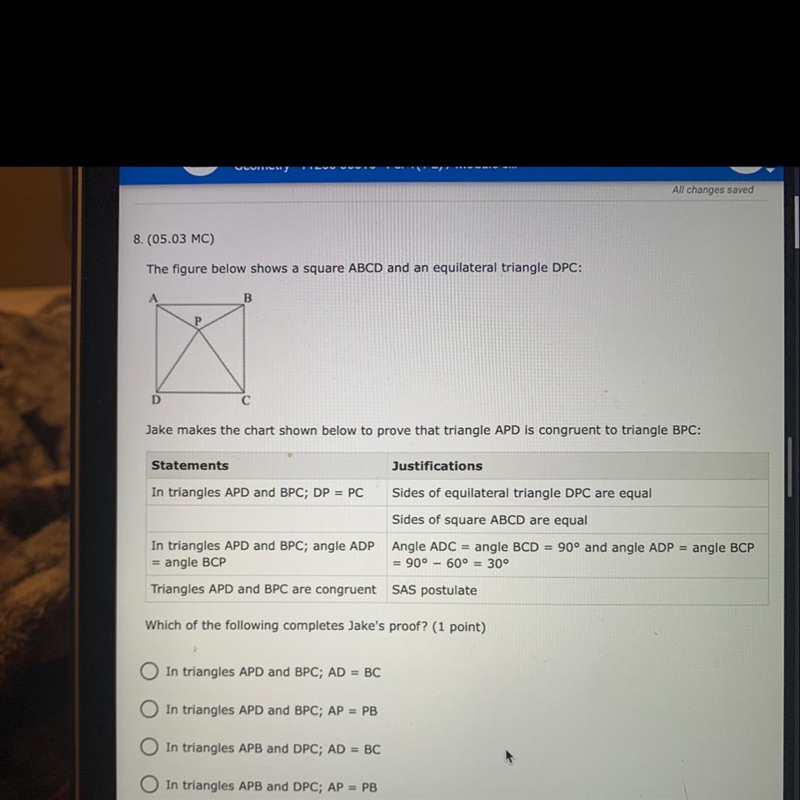 PLEASE HELP ME IM BEGGING PLEASE HELP The figure below shows a square ABCD and an-example-1