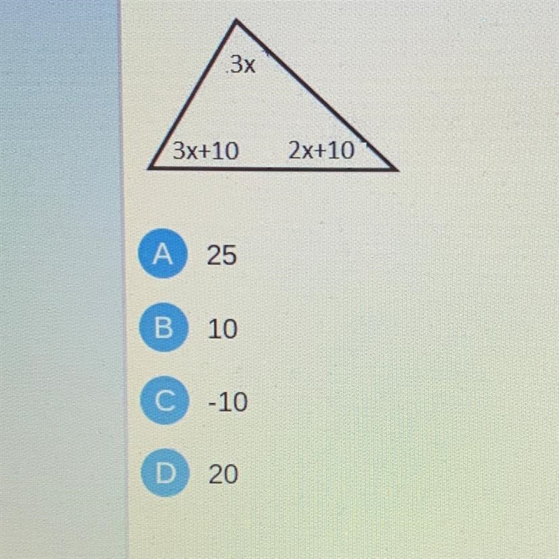 Find X Coordinates are: 3x, 3x+10, 2x+10-example-1