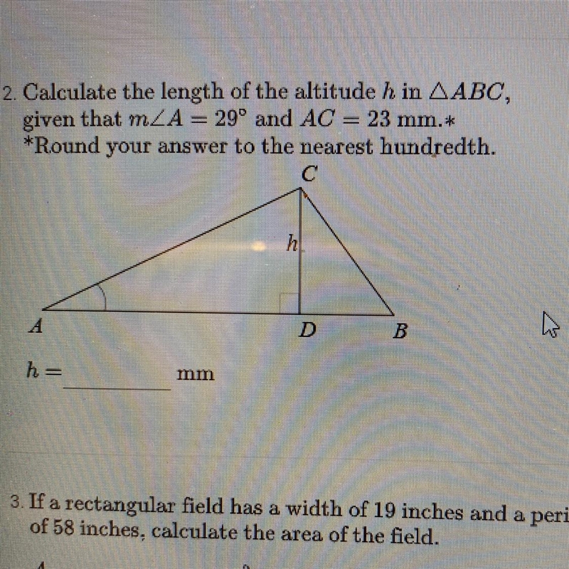 2. Calculate the length of the altitude h in ABC, given that m-example-1