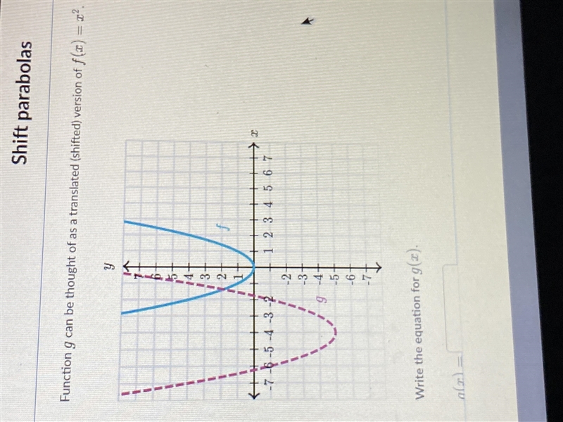 Function g can be thought of as a translated (shifted) version of f(x)=x^2-example-1