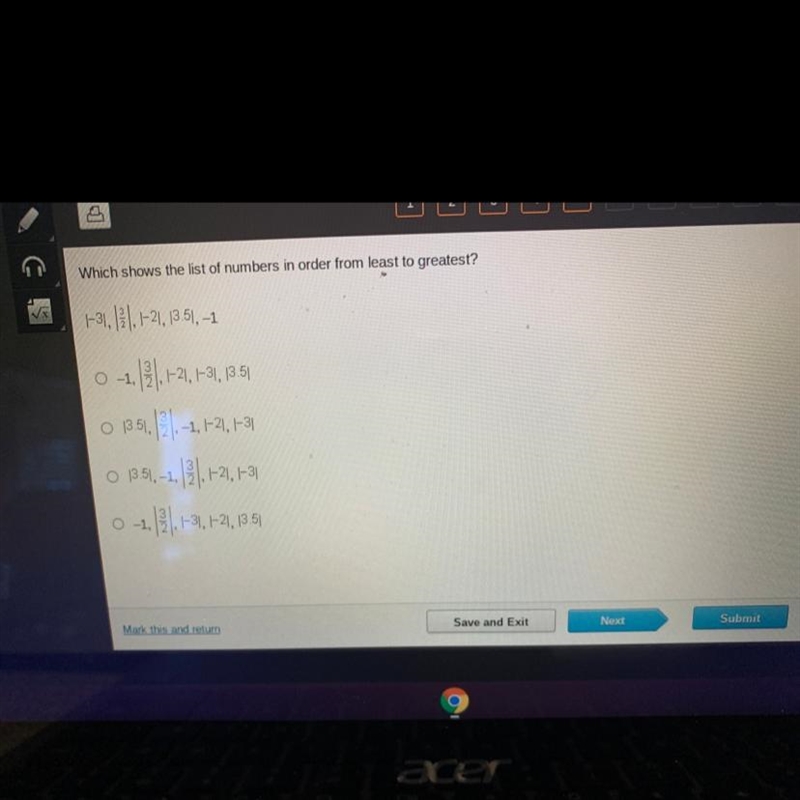 Which shows the list of numbers in order from least to greatest?-example-1