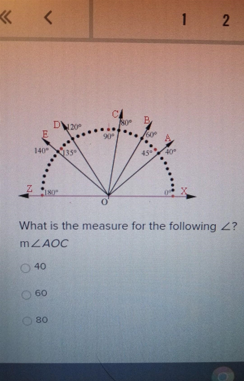 What is the measure for the following angle? AOC​-example-1