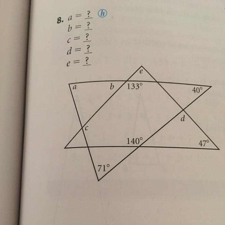 Use the triangle sum conjecture to determine each lettered angle measure. Pls help-example-1