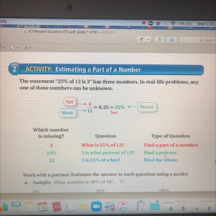 The statement 25% of 12 is 3 has three numbers.in real life problems, any one of these-example-1