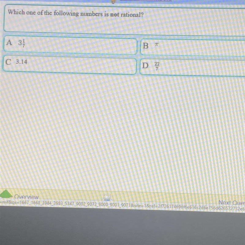 Which of the following numbers is not rational ?-example-1