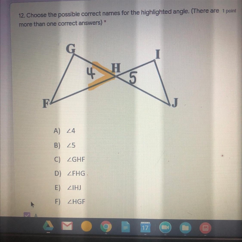 Choose the possible correct names for the highlighted angle. (There are more than-example-1