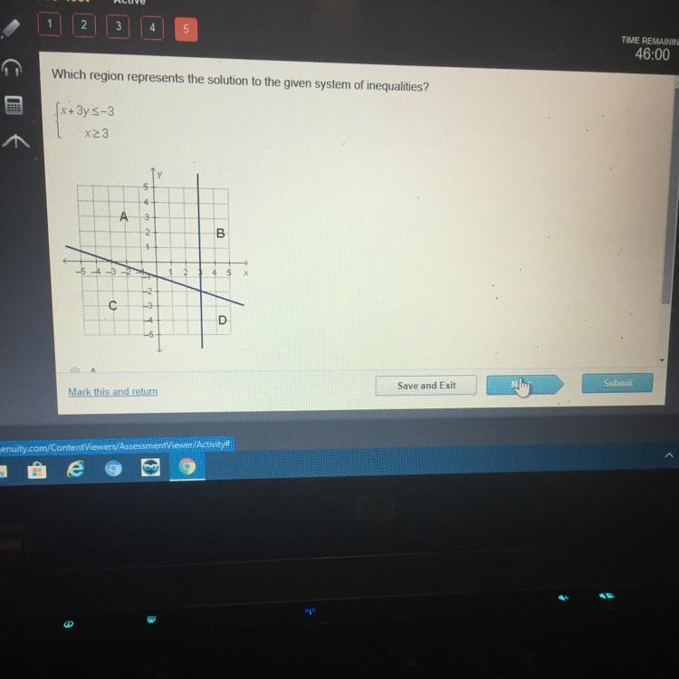 Which region represents the solution to the given system of inequalities?-example-1