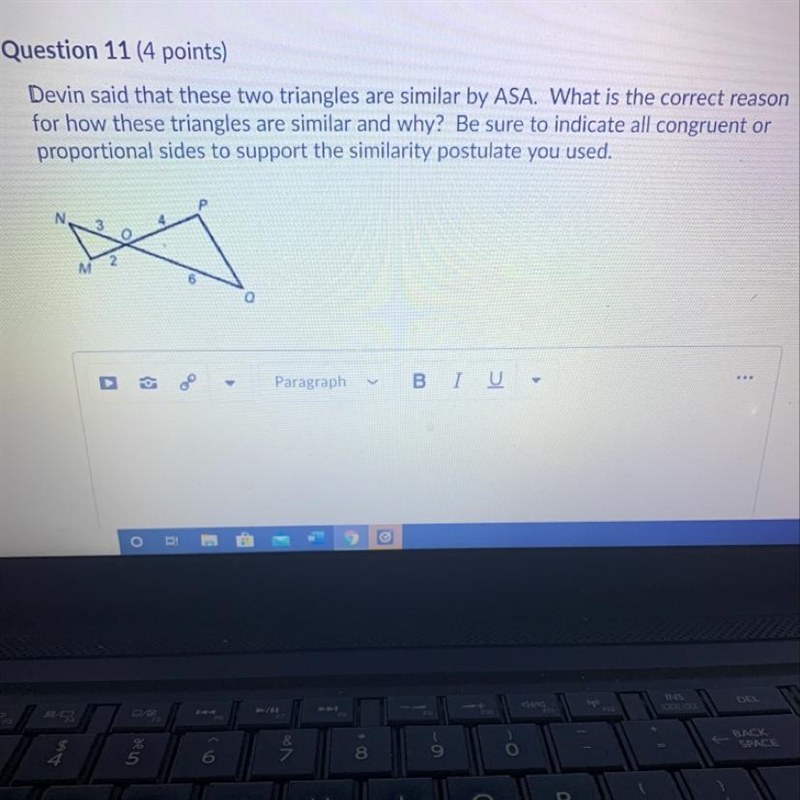 Devin said that these two triangles are similar by ASA. What is the correct reason-example-1