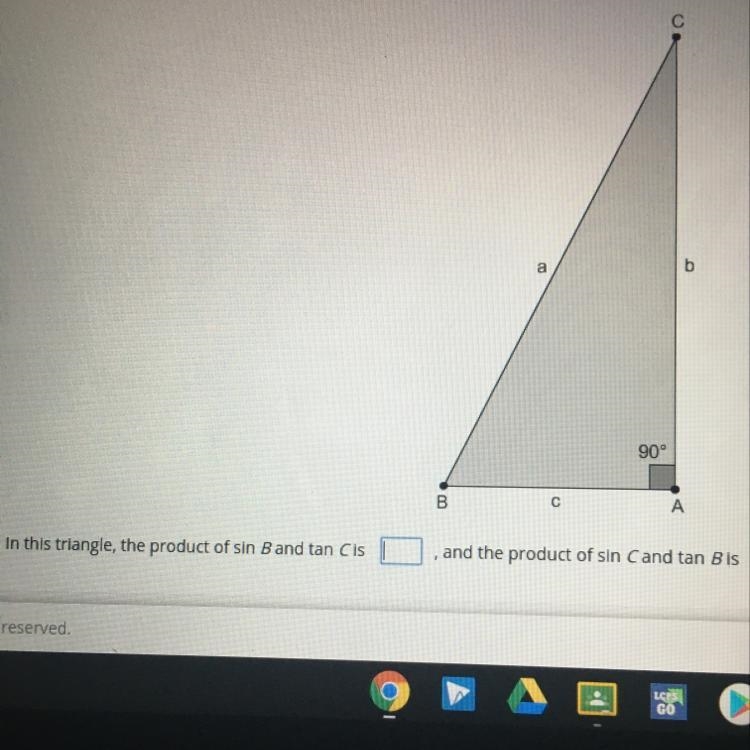 In this triangle, the product of sin B and tan C is (answer) , and the product of-example-1