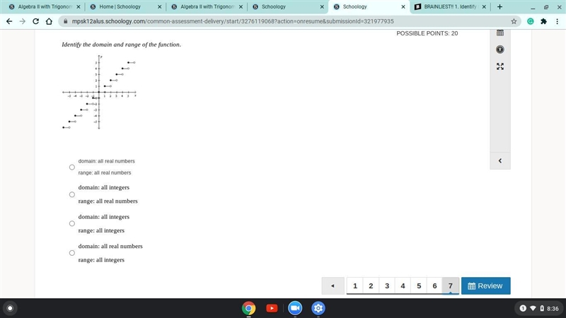 Identify the domain and range of the function.-example-1