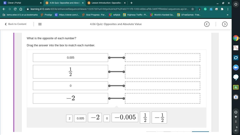 What is the opposite of each number? Drag the answer into the box to match each number-example-1