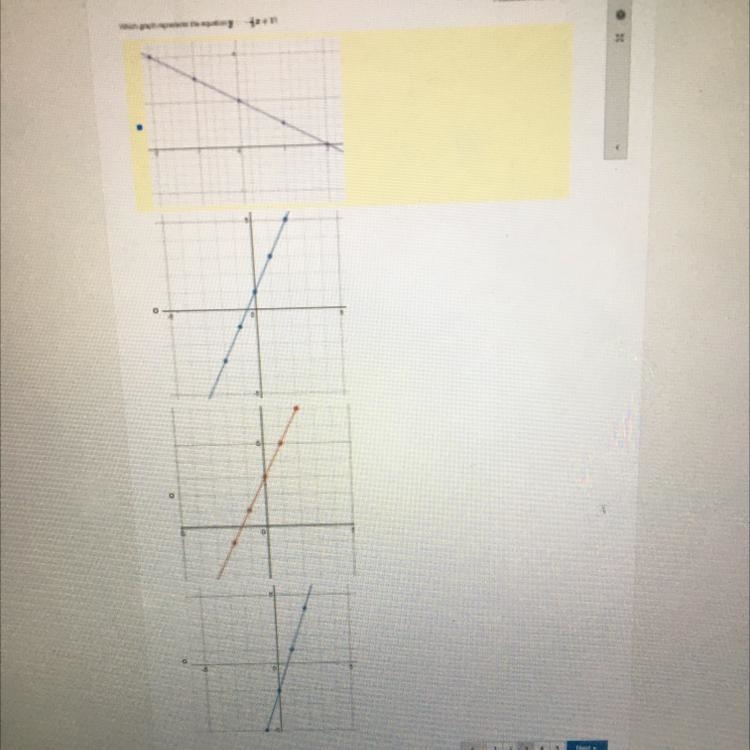 What graph represents the equation y = -1/2x + 1?-example-1