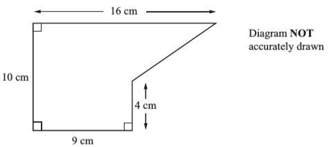 (6 points) The diagram below, shows a shape. Work out the area of the shape. ......cm-example-1