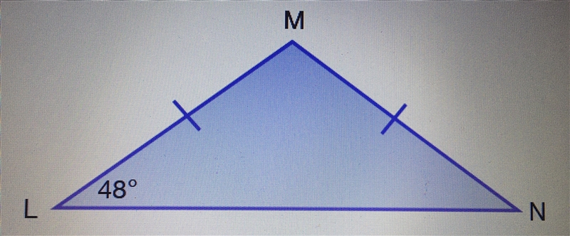 Find the measure of the vertex angle in the figure below. A.) 48° B.) 96° C.) 66° D-example-1