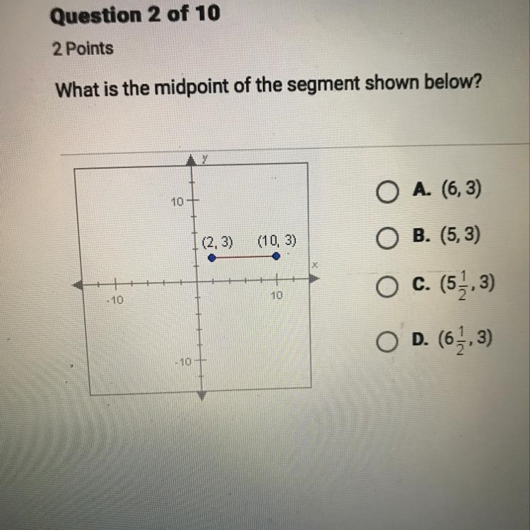 What is the midpoint of the segment shown below?-example-1