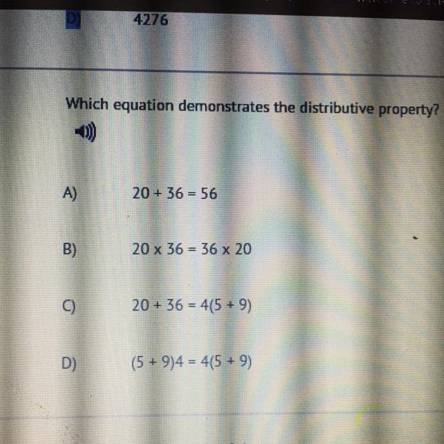 Which equation demonstrates the distributive property?-example-1