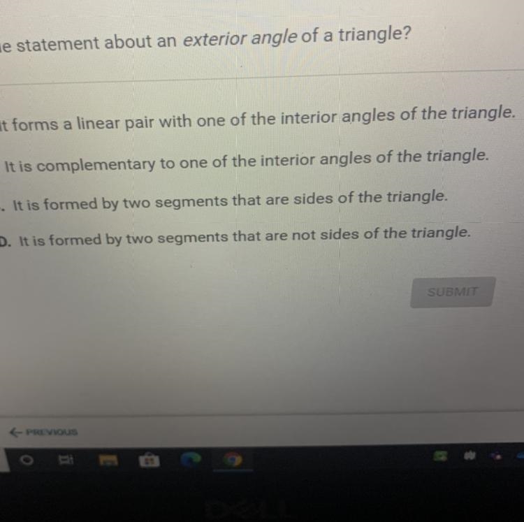 Which statement is true about exterior angles easy-example-1