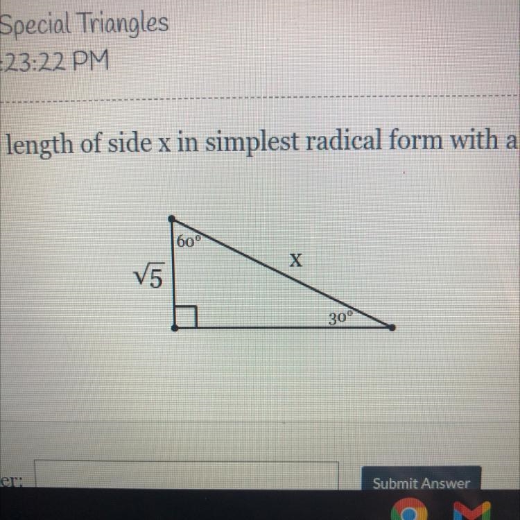 Anyone know how to find the length of x using the 30,60,90 method?-example-1