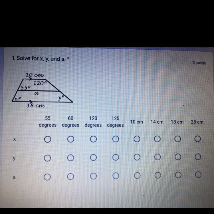 Solve for x, y, and a.-example-1