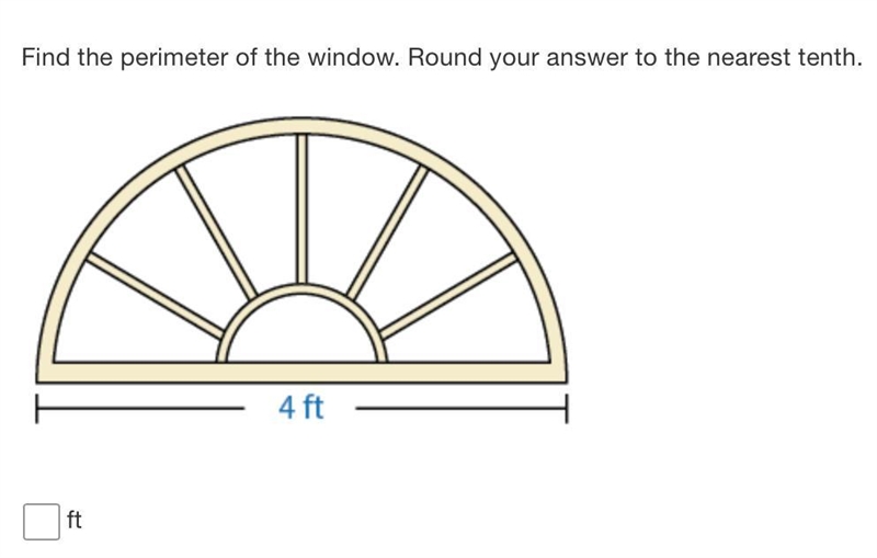 Find the perimeter of the window. Round your answer to the nearest tenth.-example-1