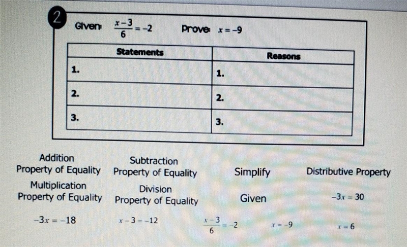 Please complete each proof by dragging each statement/reason from the word bank into-example-1