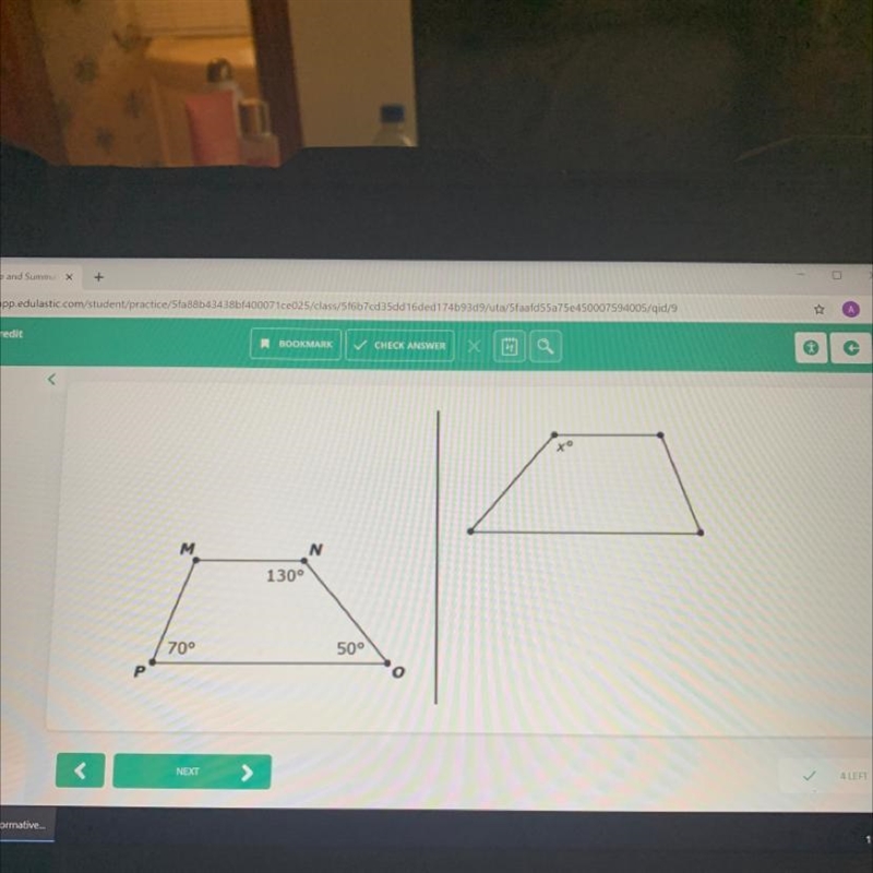 Quadrilateral MNOP is reflected over a line and translated up, as shown. what is the-example-1