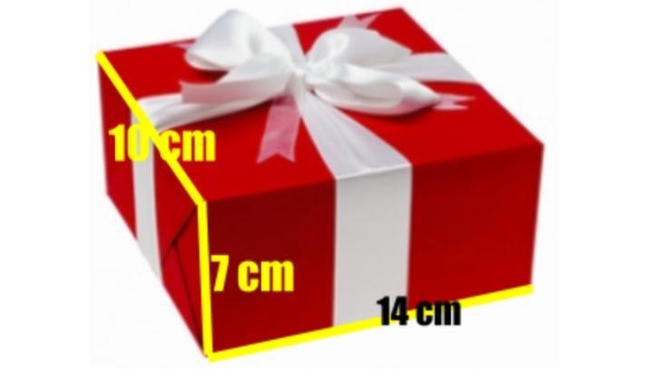 A birthday gift is placed inside the box shown below. What is the minimum amount of-example-1