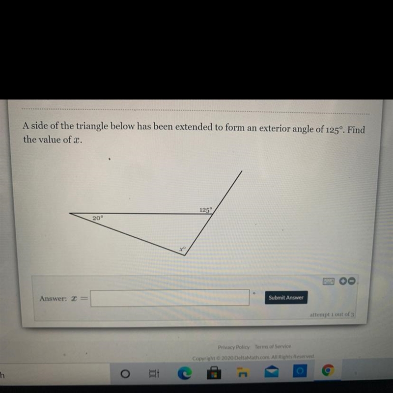 Pllzzzz help it’s an exam !!!! A side of the triangle below has been extended to form-example-1