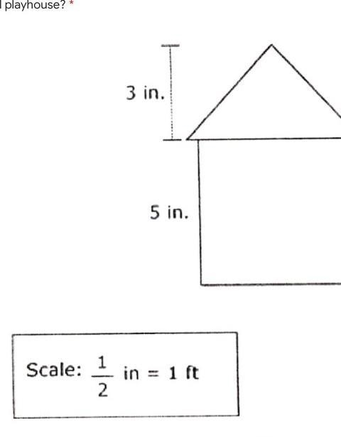 A scale drawing of a playhouse is shown below. What is the total height of the actual-example-1