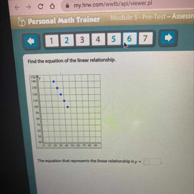 Find the equation of the linear relationship. Please help!!-example-1