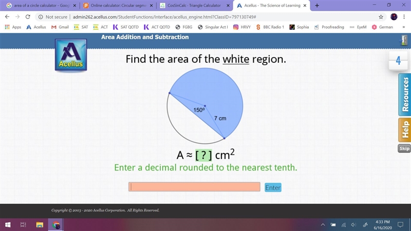 What is the area of the white region? Steps please and thank you!-example-1