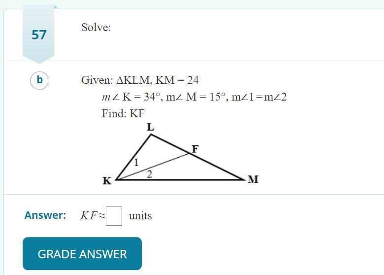 Given triangle KLM, KM=24 m-example-1