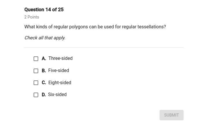 What kinds of regular polygons can be used for regular tessellations? Check all that-example-1