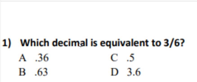 Which decimal is equivalent to 3/6?-example-1