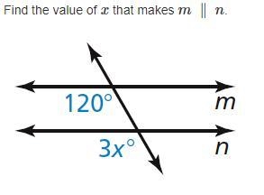 Find the value of x that makes m ∥ n.-example-1