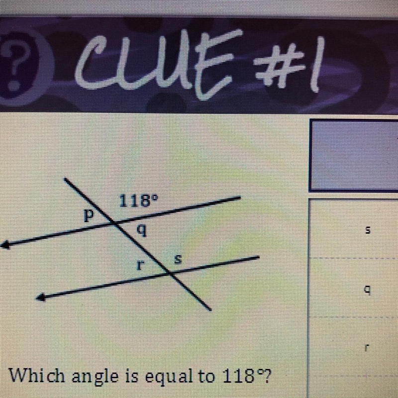 Which angle is equal to 118?-example-1