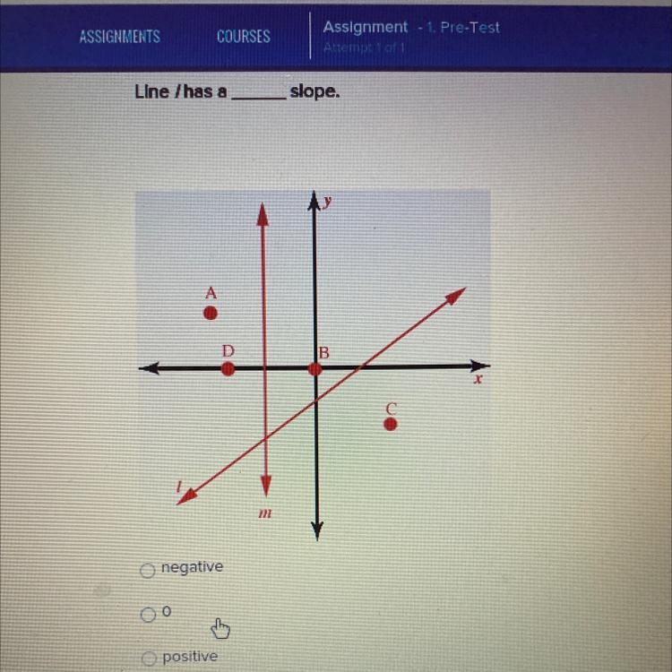 Line / has a ??? slope.-example-1