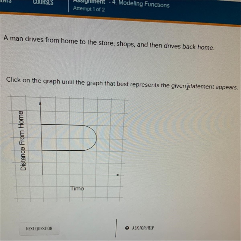 A man drives from home to the store Click on the graph until the graph th Distance-example-1