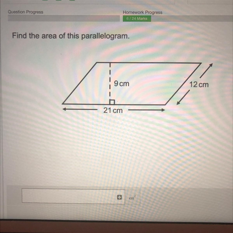 Find the area of this parallelogram.-example-1