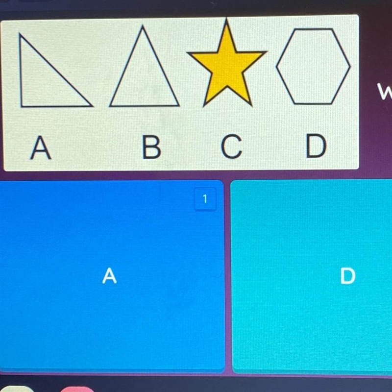 Which shape does NOT have rotational symmetry? A B C D-example-1