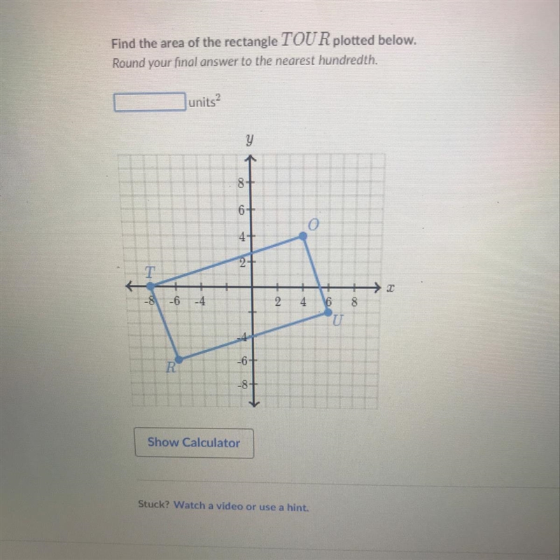 Find the area os the rectangle TOUR-example-1