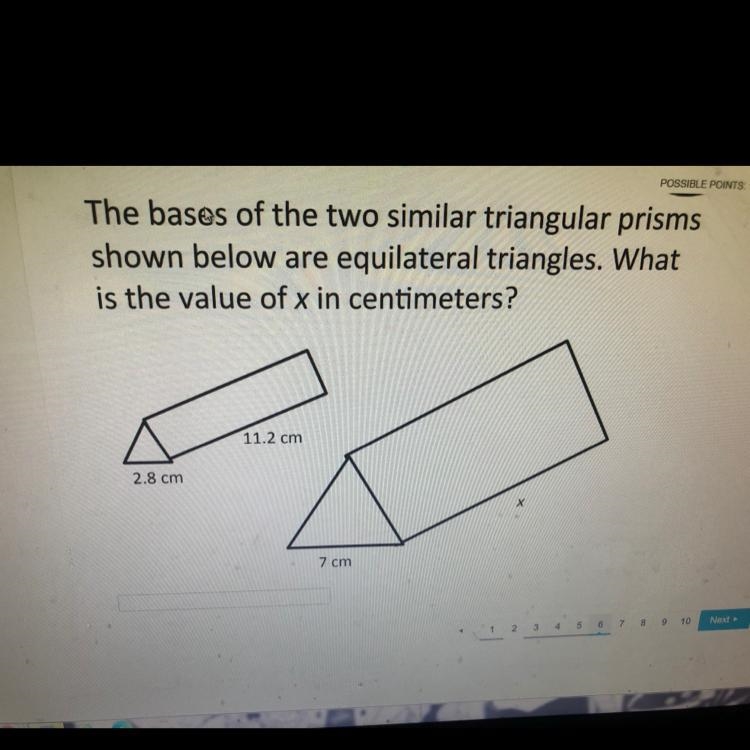 The bases of the two similar triangular prisms shown below are equilateral triangles-example-1