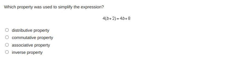 Which property was used to simplify the expression? distributive property commutative-example-1