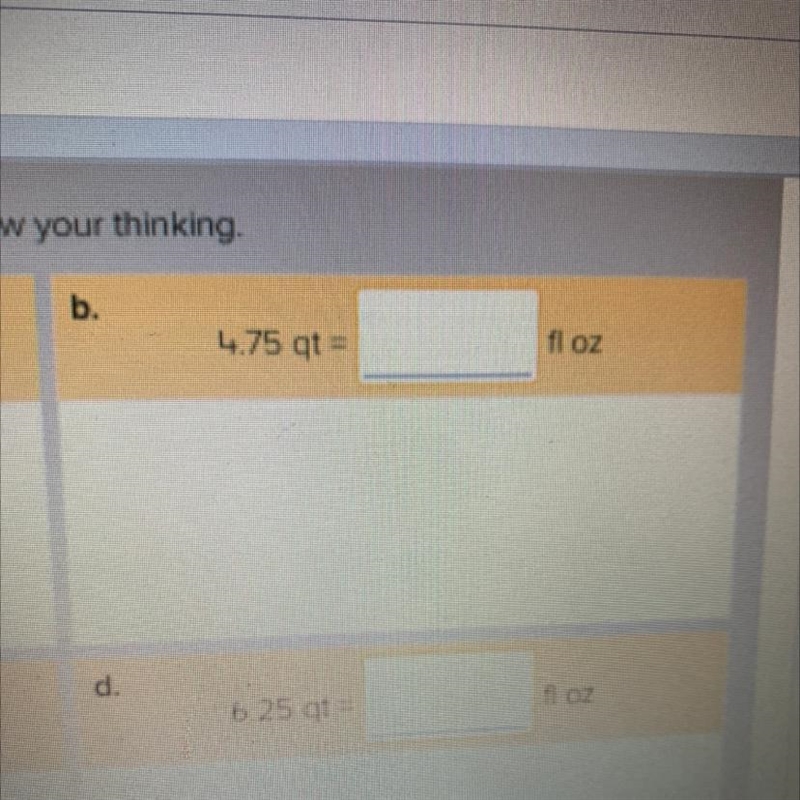 4.75 qt = fl oz. pls help me with complete answers-example-1