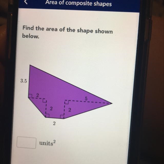 Find the area of the shape shown below.-example-1